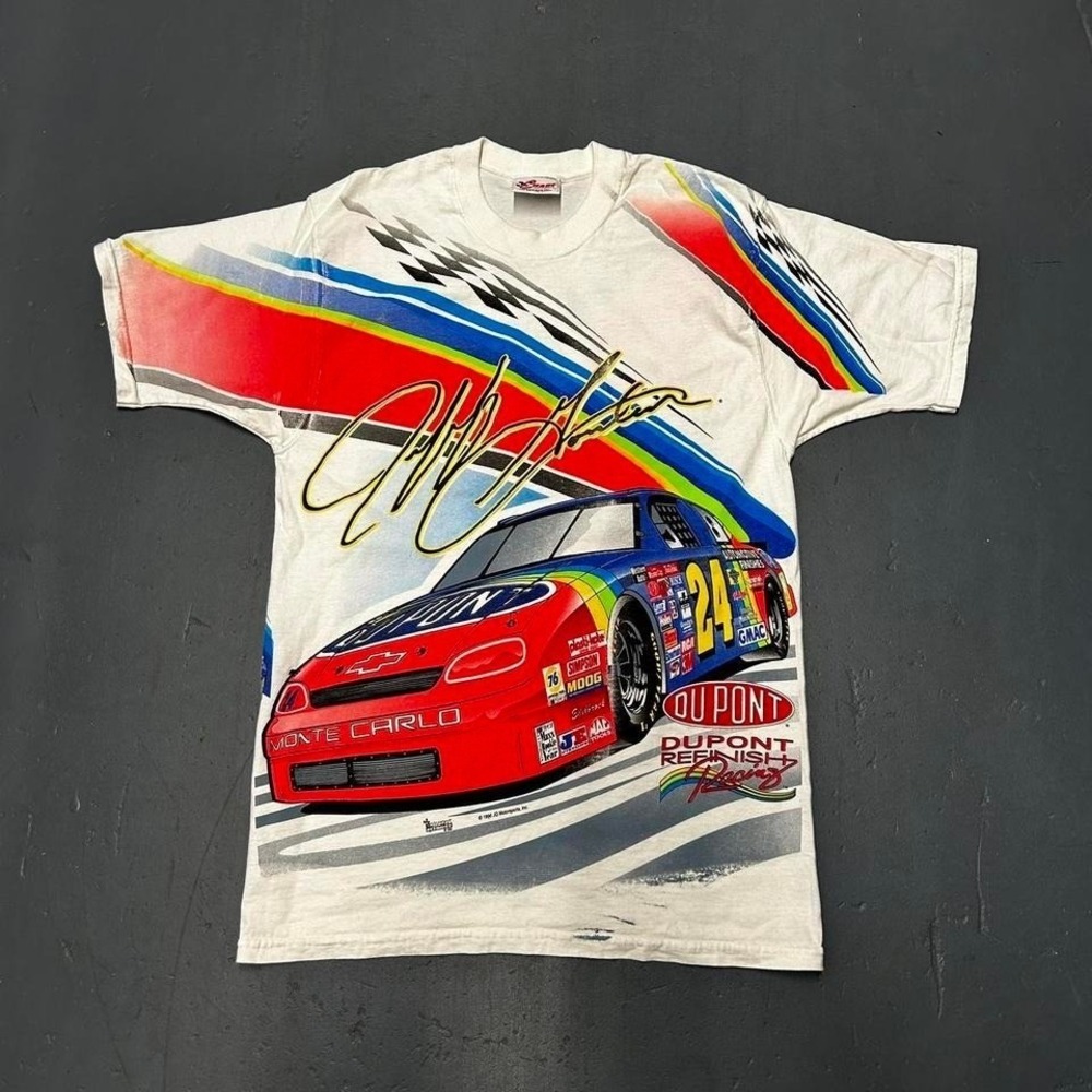 Vintage 1996 Jeff Gordon all over print double sided nascar racing tshirt